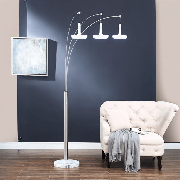 Zenithra 86"H 3 - Arm Arc Floor Lamp - Stain Nickel 