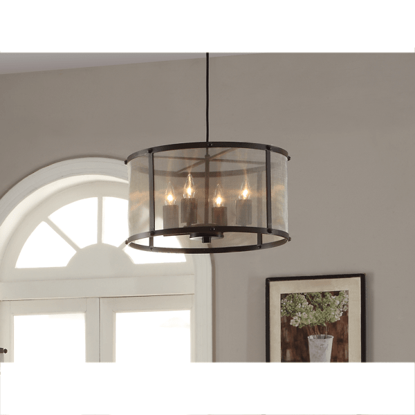 Crescent 17" Dia. Pendant Antique Bronze - Mesh Shade 