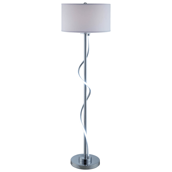 Equinox 59"H Floor Lamp - Chrome Finish Metal - Fabric Drum Shade 