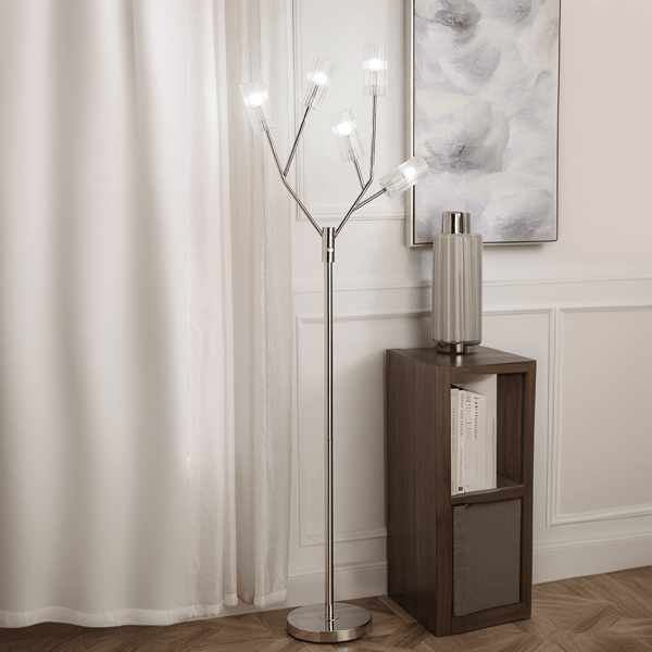 Aquilum 66.5"H Floor Lamp - Nickel Finish Metal 