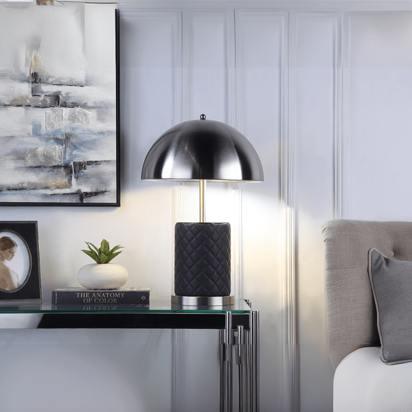 Quintara 21"H Table Lamp - Black - Satin Nickel 