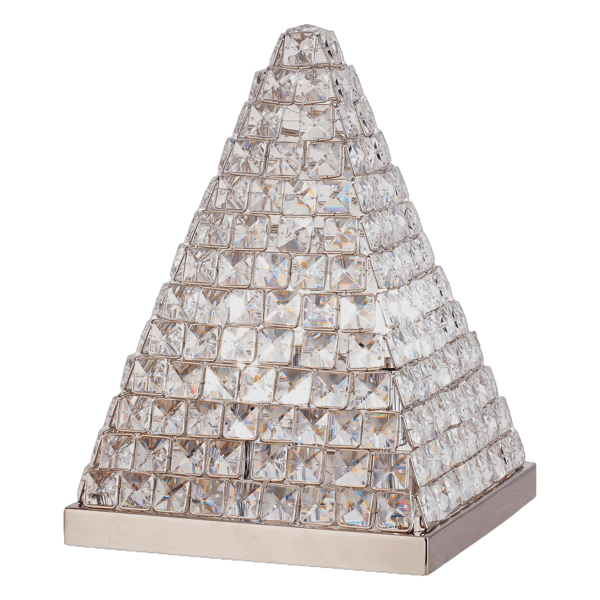 Phaedra 14"H Pyramid Crystal Table Lamp - Nickel Finish Metal 