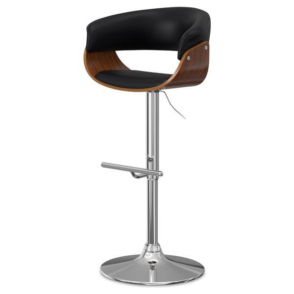 Ravelin Sheldon Adjustable Bar Stool - Black Vegan Faux Leather 