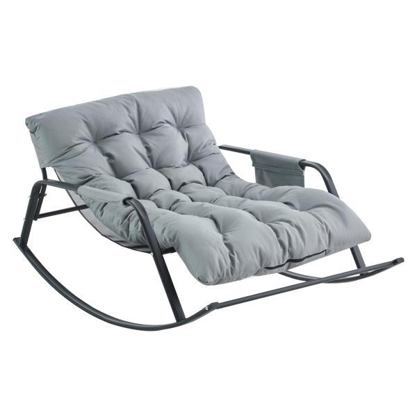 Taliara Samba Rocking Chair - Technical Leather Upholstered Gliding Chair - Grey 