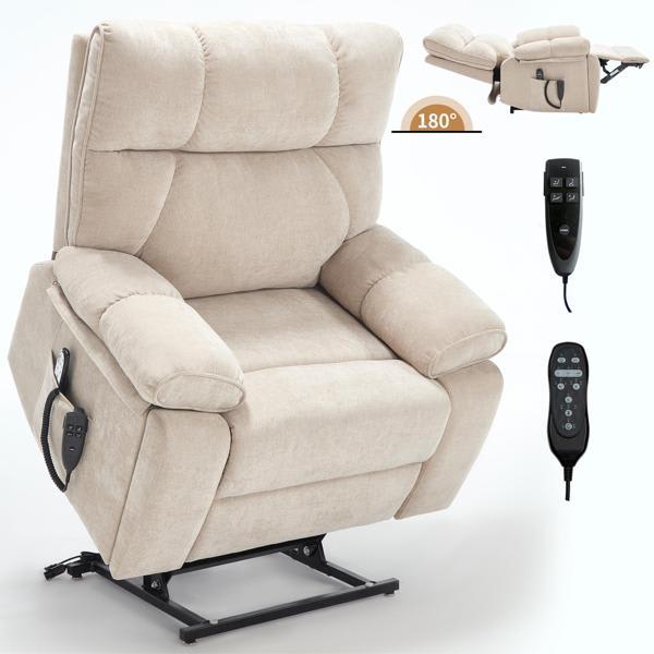 Ridgeview  Oversized Lift Recliner Chair - Dual Motor - Beige Chenille 
