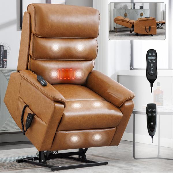Power Lift Recliner Chair  Dual Motor - Yellow Brown 