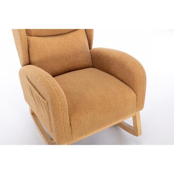 Zilaria 40" Rocking Chair - Khaki Teddy Fabric 