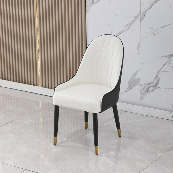 Dynox Montary PU-Leather Chair - Metal Legs and Backrest - Black - Set of 2 