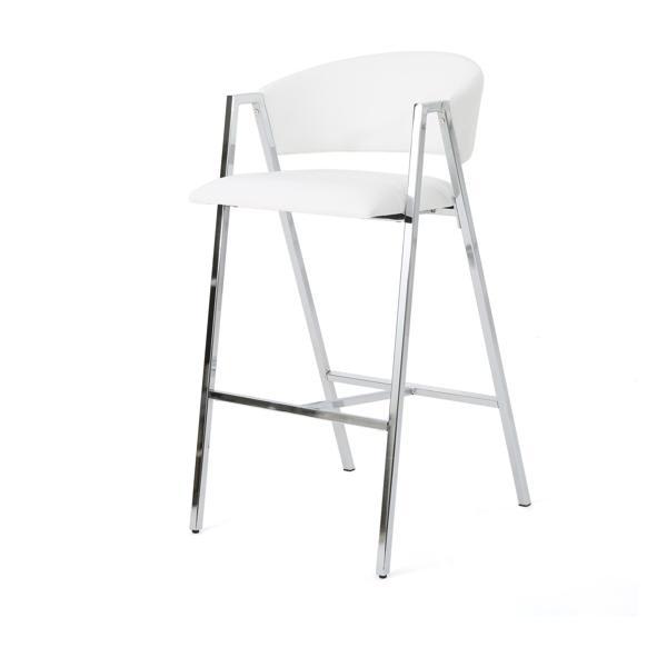 Lumivis Modern Bar Stools - Square Base - Ivory - Set of 2 