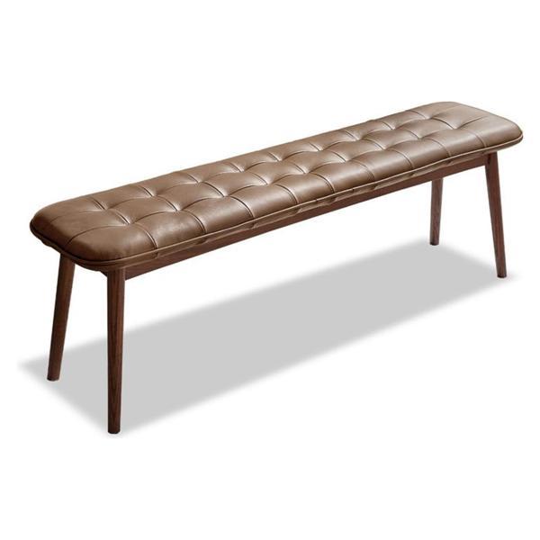 Marta Natural Oak Wood Dining Bench - Leather Cushion 