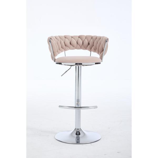 Sorvina Adjustable Bar Stools - Pink Velvet - Set of 2 