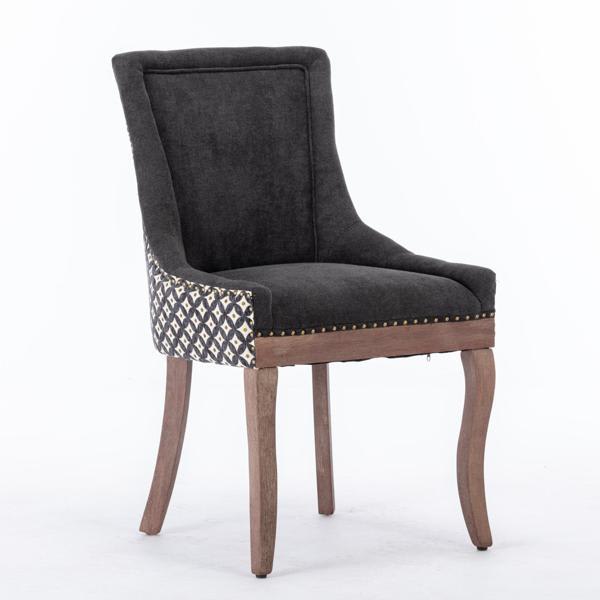 Thalium Ultra Side Dining Chair - Bronze Nail Head - Black Fabric 