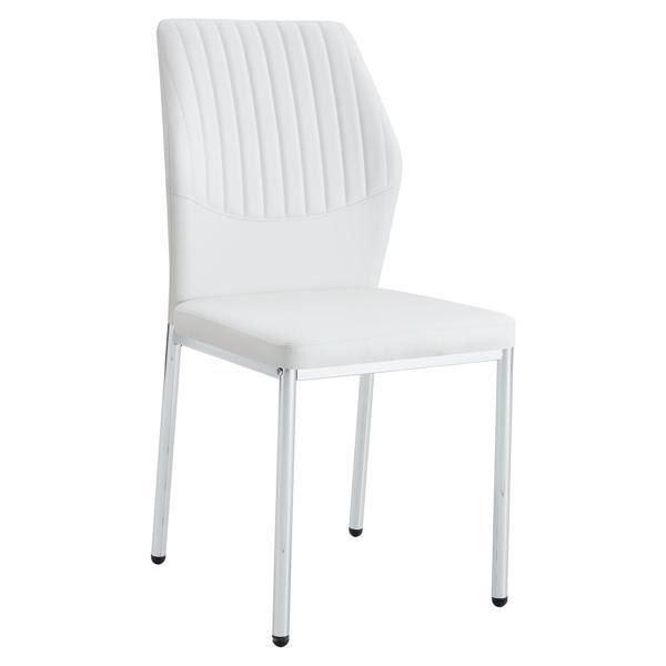 Floravera 37" Dining Chair - White Polyurethane with Silver Metal Legs - Set of 6 
