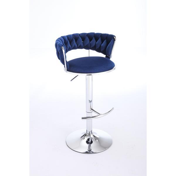 Sorvina Weehaa Furniture Bar Stool - Swivel - Blue Velvet and Chrome 