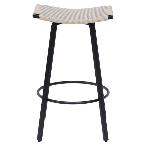 Vylora 27" Counter Stool - Handwoven Seat - Black and Creamy White - Set of 2 