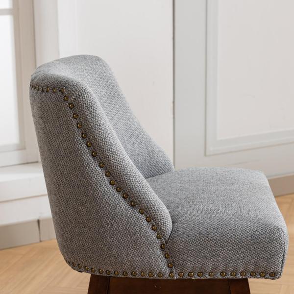 Quincy 26" Counter Height Swivel Barstools - Upholstered - Gray Fabric - Set of 2 