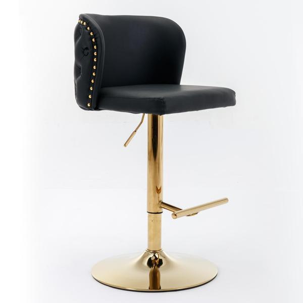Torvill Swivel Barstools - Black Polyurethane Upholstered - Set of 2 