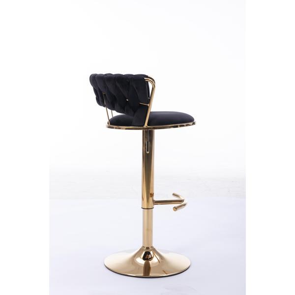 Jenson Adjustable Bar Stools - Black Velvet - Set of 2 