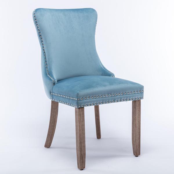 Gale Upholstered Dining Chair - Light Blue Velvet - Set of 2 