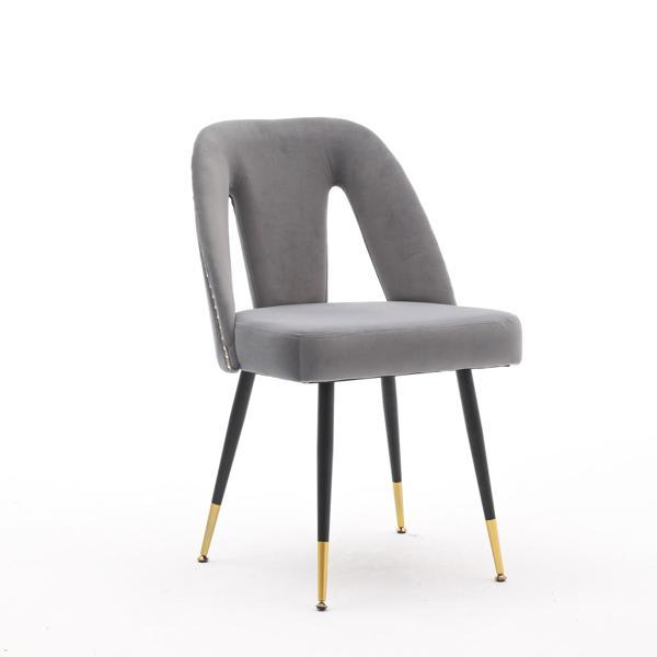 Eldra Akoya Velvet Dining Chair - Nailhead Trim - Gray - Set of 2 