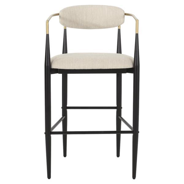 Vynkaria NH-Perfect Home Counter Height Bar Stools - Beige Fabric - Set of 2 