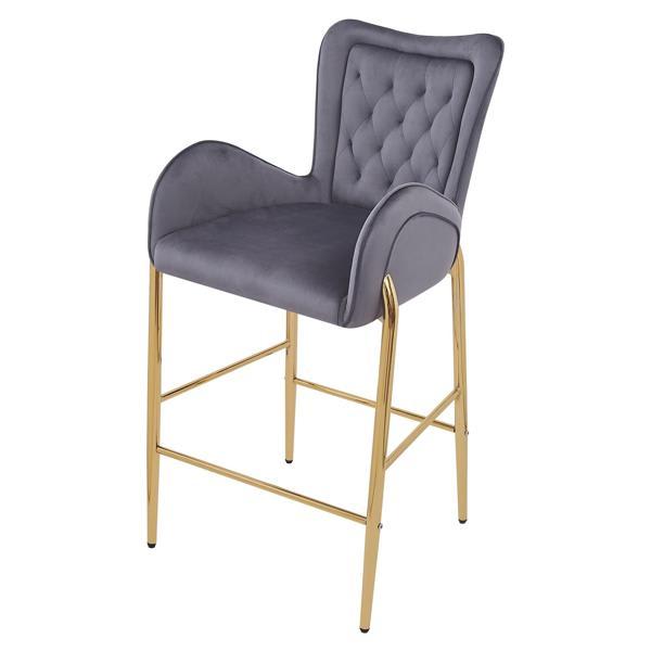 Galeon 42" Bar Stools - Velvet Fabric - Gray - Set of 2 
