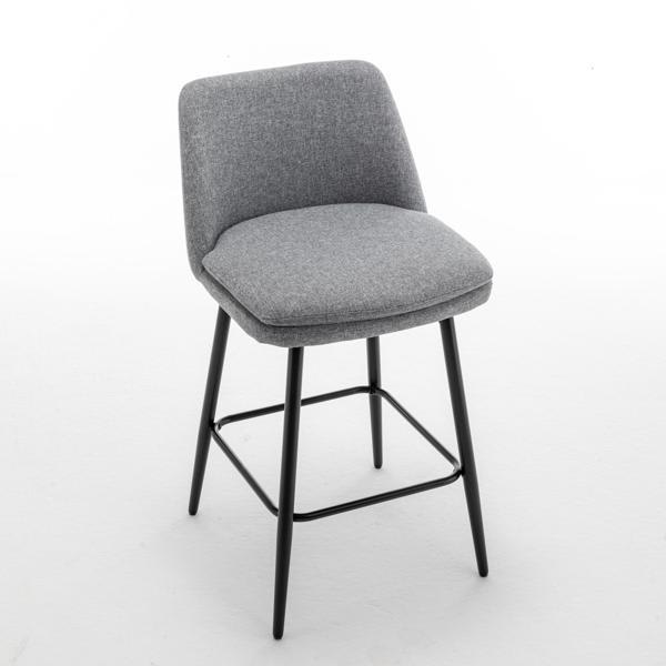 Orinthia Dex 26" Counter Stools - Swivel Upholstered Barstools with Back - Linen - Light Grey - Set of 2 