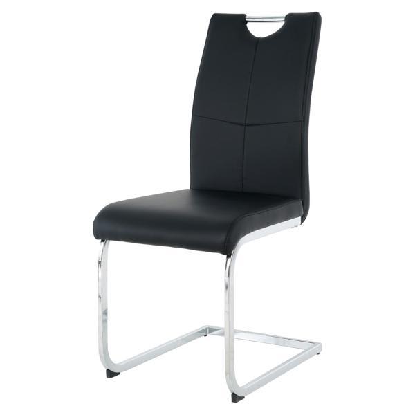 Dawnstar Modern Dining Chairs - Faux Leather Padded Seat - Chrome Metal Legs - Set of 2 