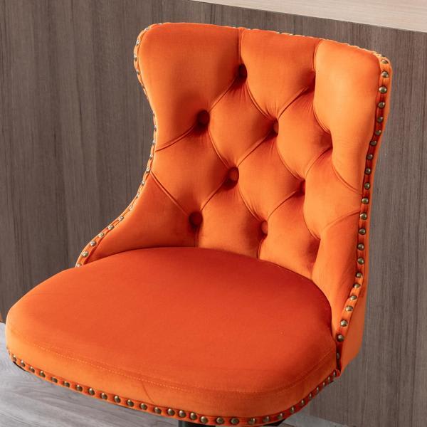 Nyxelle Swivel Barstool - Adjustable Height - Orange Velvet - Set of 2 