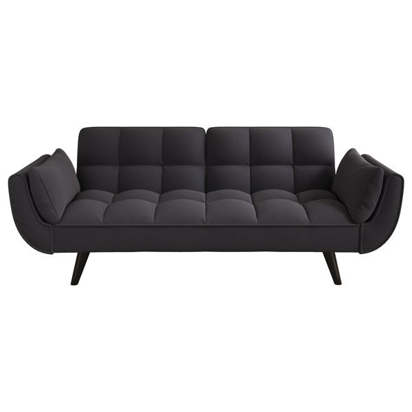 Dramatic 57" Loveseat Sofa Bed - Black Velvet - Solid Wood Frame Dramatic 57", sleeper sofa, dramatic, loveseat, sofa, bed, black, velvet, solid, wood