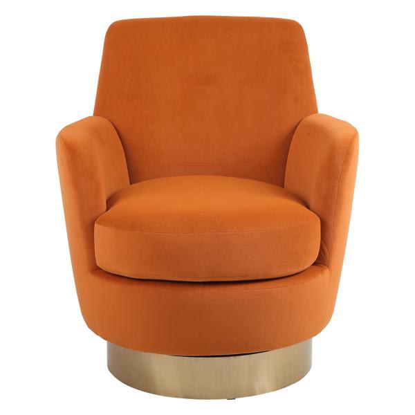 Vivacity Swivel Accent Chair - Orange Velvet - Gold Stainless Steel Base Vivacity Swivel, accent chair, vivacity, swivel, accent, chair, orange, velvet, gold, stainless