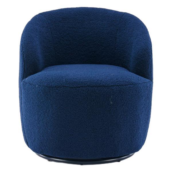 Kalima Swivel Accent Armchair Barrel Chair - Dark Blue Teddy Fabric - Black Metal Ring Kalima Swivel, accent chair, kalima, swivel, accent, armchair, barrel, chair, dark, blue
