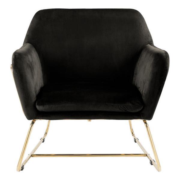 Aerthys Black Velvet Accent Chair with Metal Base - Modern Gold Finish Legs Aerthys Black, accent chair, aerthys, black, velvet, accent, chair, metal, base, modern