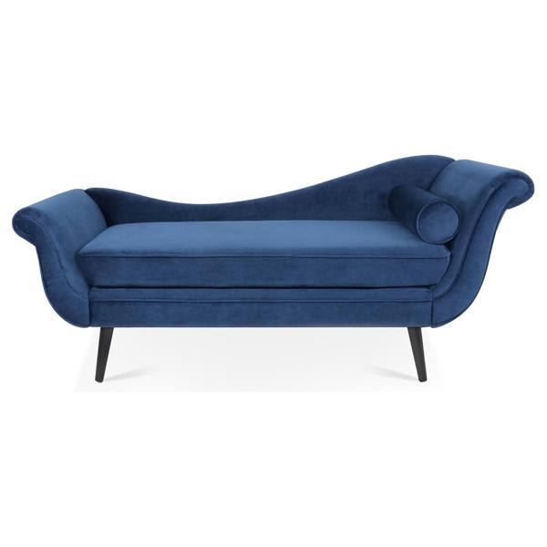 Larkston Chaise Lounge with Scroll Arm - Blue - Birch Legs Larkston Chaise, larkston, chaise, lounge, scroll, arm, blue, birch, legs, living