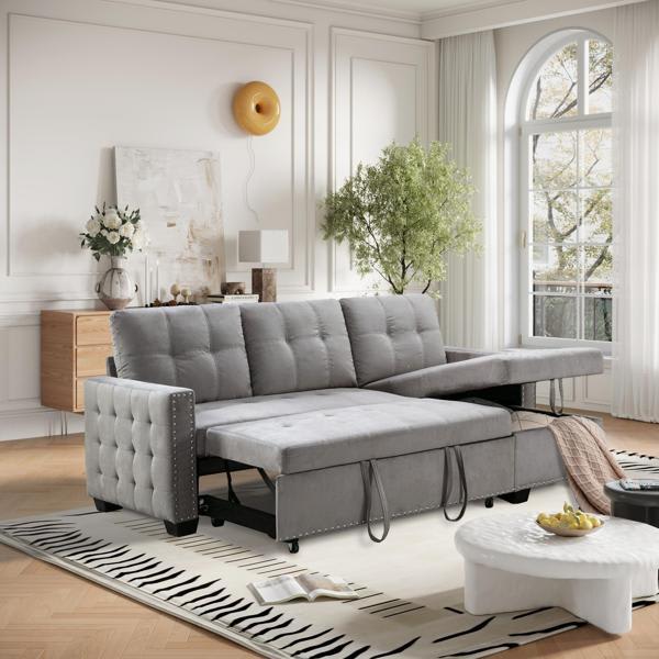 Celest 77" Reversible Sectional Storage Sleeper Sofa Bed - Chaise ...