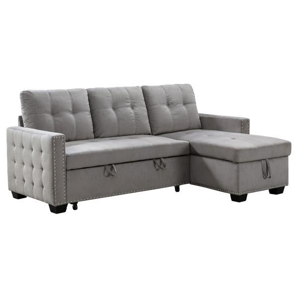 Celest 77" Reversible Sectional Storage Sleeper Sofa Bed - Chaise ...