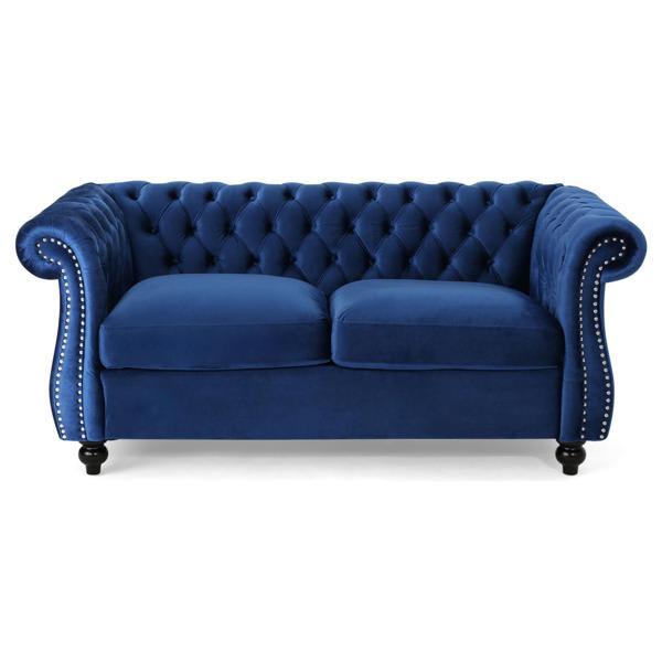 Gwendolyn Loveseat Sofa - Navy Blue Velvet Gwendolyn Loveseat, gwendolyn, loveseat, sofa, navy, blue, velvet, sofas, size, 61.8"l