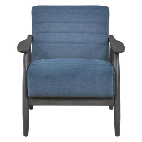 Vallina Accent Chair - Blue Velvet Upholstery - Brick Gray Solid Wood Frame Vallina Accent, accent chair, vallina, accent, chair, blue, velvet, upholstery, brick, gray