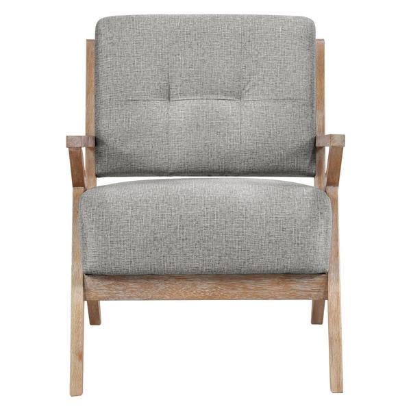 Thornhill Accent Chair - Gray Upholstery - Solid Rubberwood Frame - Wire Brushed Antique Natural Finish Thornhill Accent, accent chair, thornhill, accent, chair, gray, upholstery, solid, rubberwood, frame
