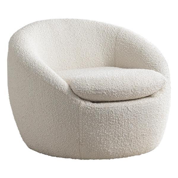 Dawnmist Modern Teddy Boucle Fabric Barrel Chair - 360 Swivel - Cream White Dawnmist Modern, accent chair, dawnmist, modern, teddy, boucle, fabric, barrel, chair, swivel