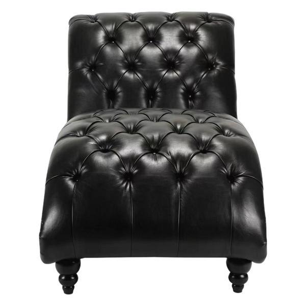 Parker Tufted Armless Chaise Lounge - Black Polyurethane Parker Tufted, parker, tufted, armless, chaise, lounge, black, polyurethane, living, room