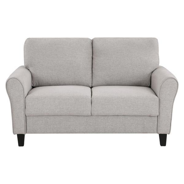 Fravona Loveseat with Solid Wood Frame - Desert Sand Textured Fabric Upholstery - Faux Wood Finish Feet Fravona Loveseat, fravona, loveseat, solid, wood, frame, desert, sand, textured, fabric