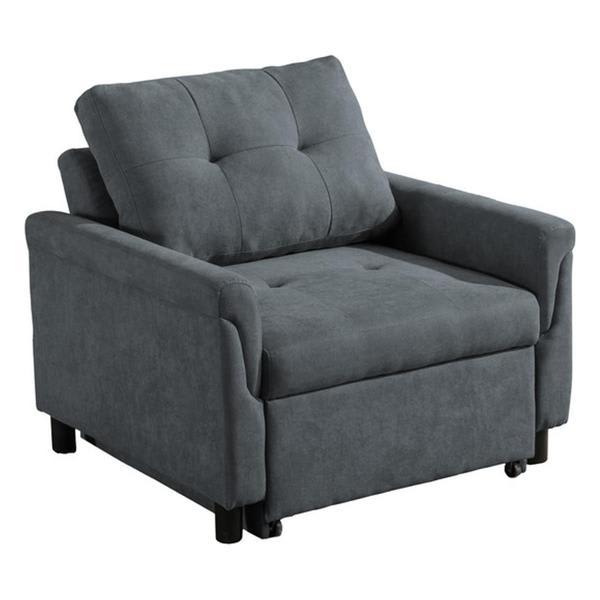 Jasm 35" Dark Gray Woven Convertible Armchair - Dark Gray Fabric - Plastic Legs Jasm 35", jasm, dark, gray, woven, convertible, armchair, fabric, plastic, legs
