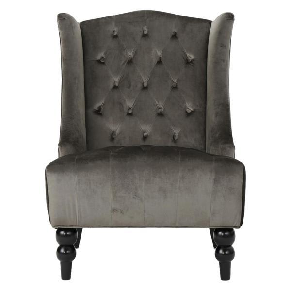 Thayer Hi-Back Club Chair - Grey Velvet - Turned Birch Wood Legs Thayer Hi-Back, accent chair, thayer, hiback, club, chair, grey, velvet, turned, birch