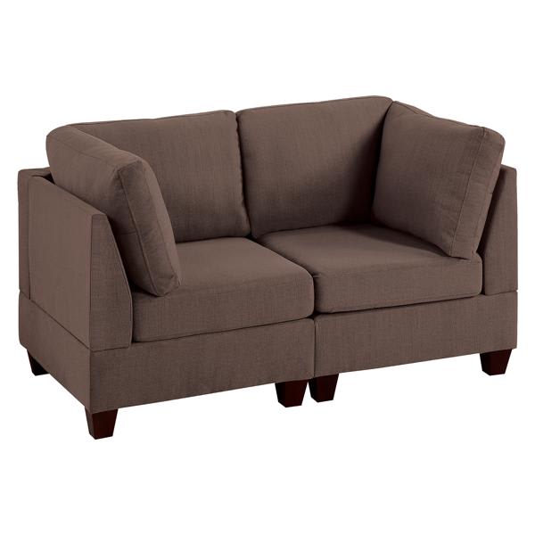 Dawnview Modular Loveseat - 2-Piece Set - Black Coffee - Linen-like Fabric - Wood Frame Dawnview Modular, dawnview, modular, loveseat, 2piece, set, black, coffee, linenlike, fabric
