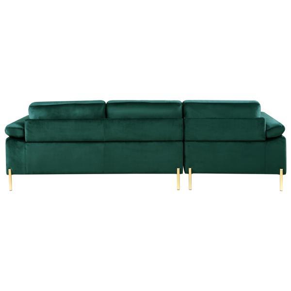 Vynessia Sectional Sofa with Chaise - Green Velvet - Brass Gold Finish Legs Vynessia Sectional, sectional sofa, vynessia, sectional, sofa, chaise, green, velvet, brass, gold
