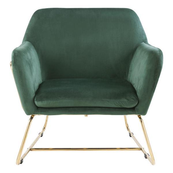 Kaydence 29.5" Green Velvet Accent Chair with Metal Base - Modern Gold Finish Legs Kaydence 29.5", accent chair, kaydence, 29.5, green, velvet, accent, chair, metal, base