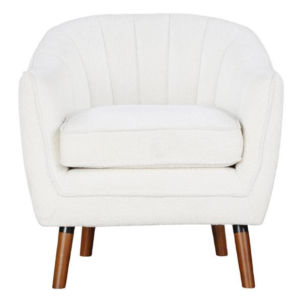 Marigold Accent Chair - Mid-Century Modern - White Chenille Upholstery - Brown Wood Legs Marigold Accent, accent chair, marigold, accent, chair, midcentury, modern, white, chenille, upholstery