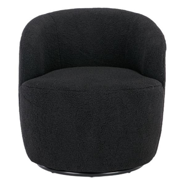 Kalima Swivel Accent Armchair Barrel Chair - Black Teddy Fabric Kalima Swivel, accent chair, kalima, swivel, accent, armchair, barrel, chair, black, teddy