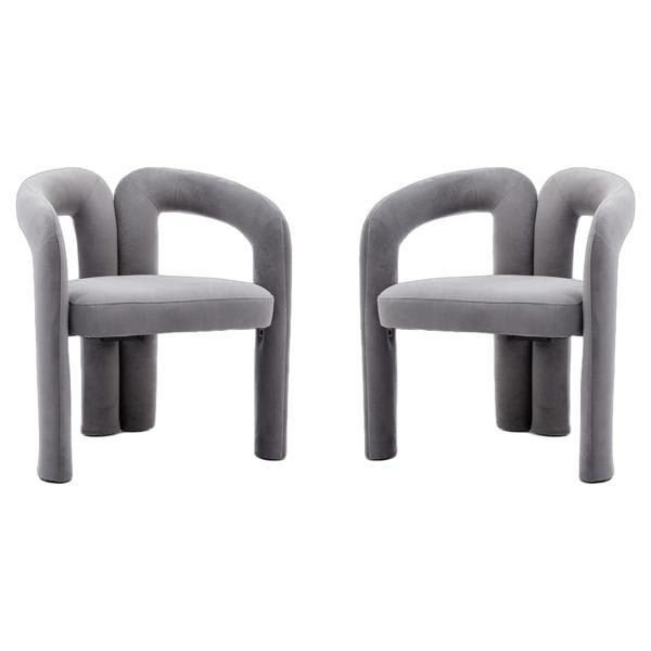 Kaspar Accent Dining Chair - Gray Velvet - Solid Wood Frame - Set of 2 Kaspar Accent, accent chair, kaspar, accent, dining, chair, gray, velvet, solid, wood